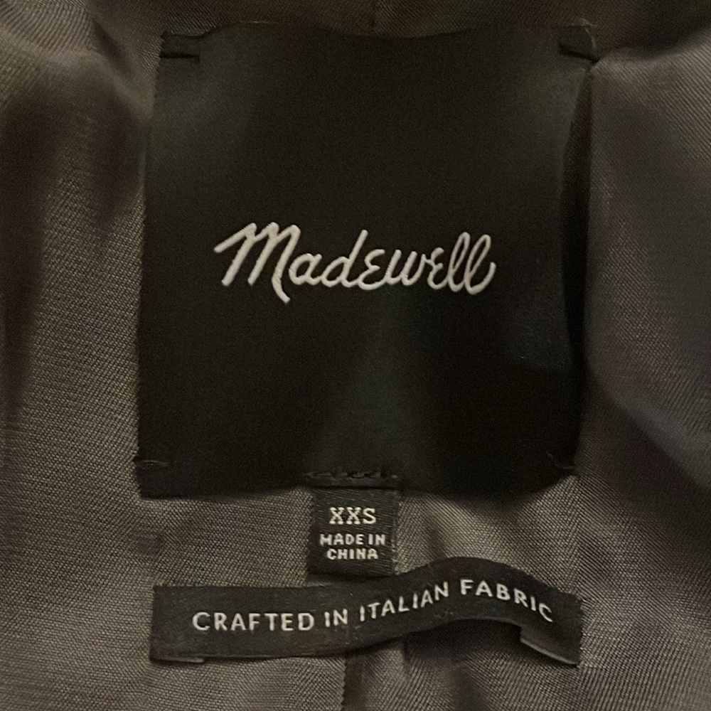 NWOT Madewell Faux Leather Collar Pocket Herringbone Field Jacket Gray Size XXS - Picture 4 of 6